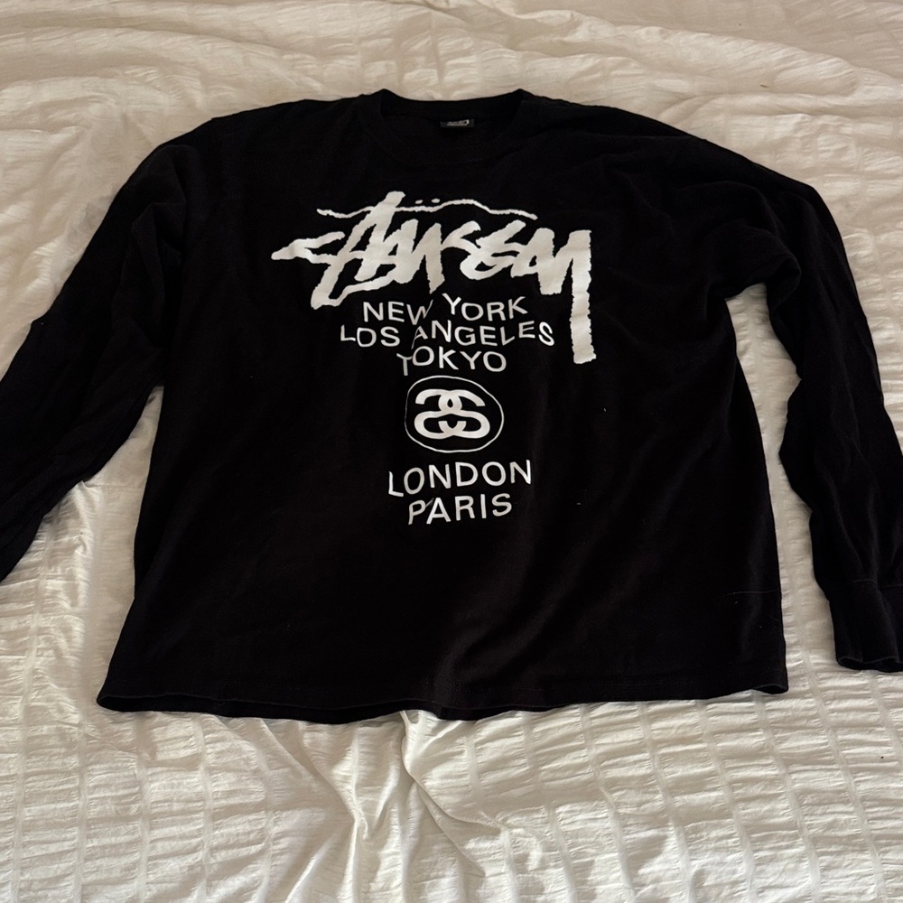 Stussy Black Long Sleeve with White Graphic